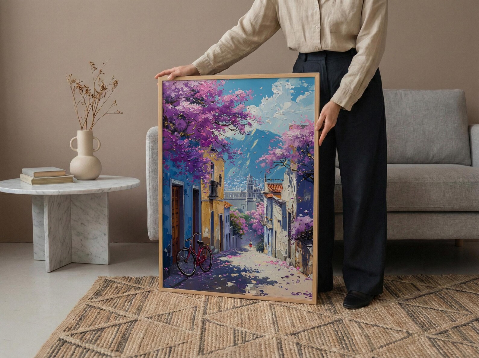Mexico City Art Print, Purple Spring Decor - Jacaranda Landscape — view 6