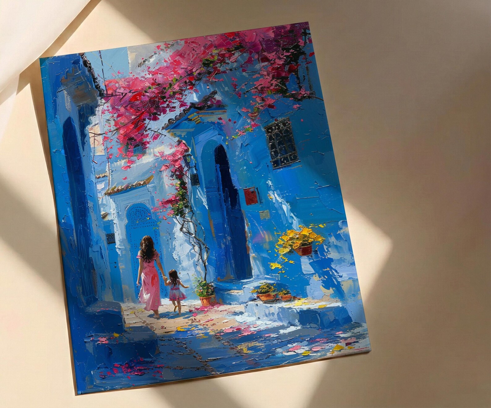 Chefchaouen Morocco Art Print, Mothers Day Gift From Daughter, Blue City Wall Art, Mother Daughter Poster, African Decor — view 2