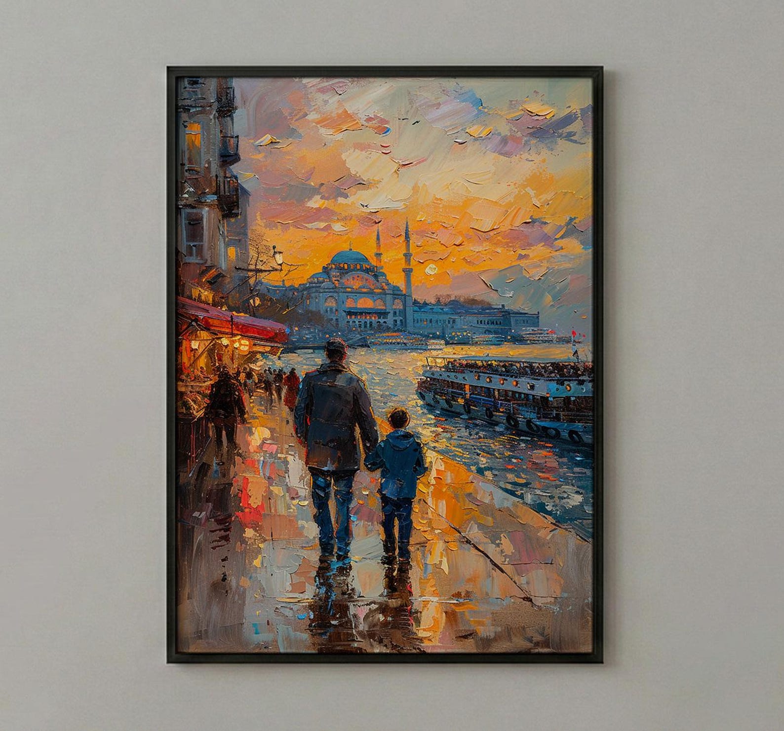 Istanbul Poster, Father And Son Night Art - Cityscape Wall Decor — view 3