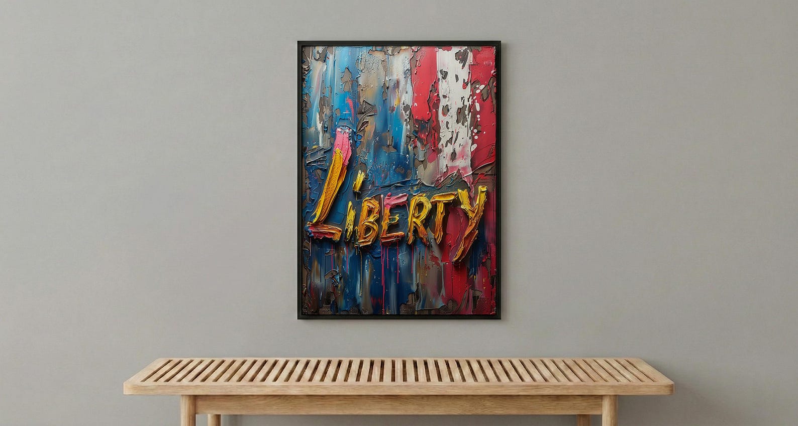 Liberty Abstract Poster, Patriotic Typography Decor - Red White Blue Art — view 6