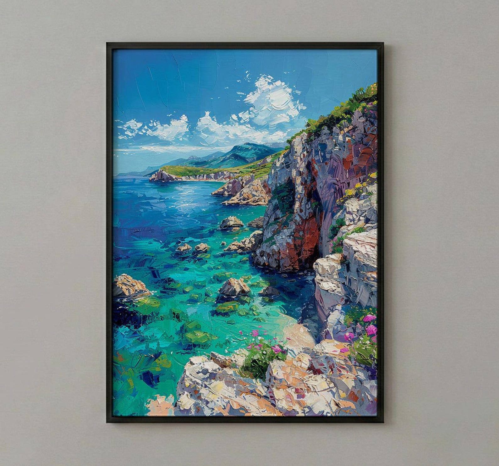 Corsica Art Print, France Coastal Decor - Red Granite Cliff — view 3