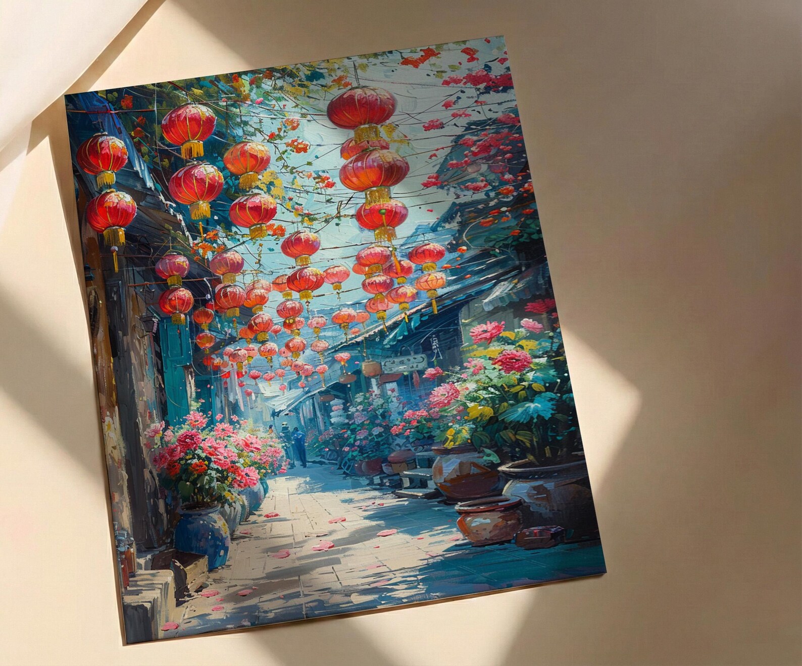Singapore Chinatown Art, Sunny Market Decor - Traditional Herb Print — view 3
