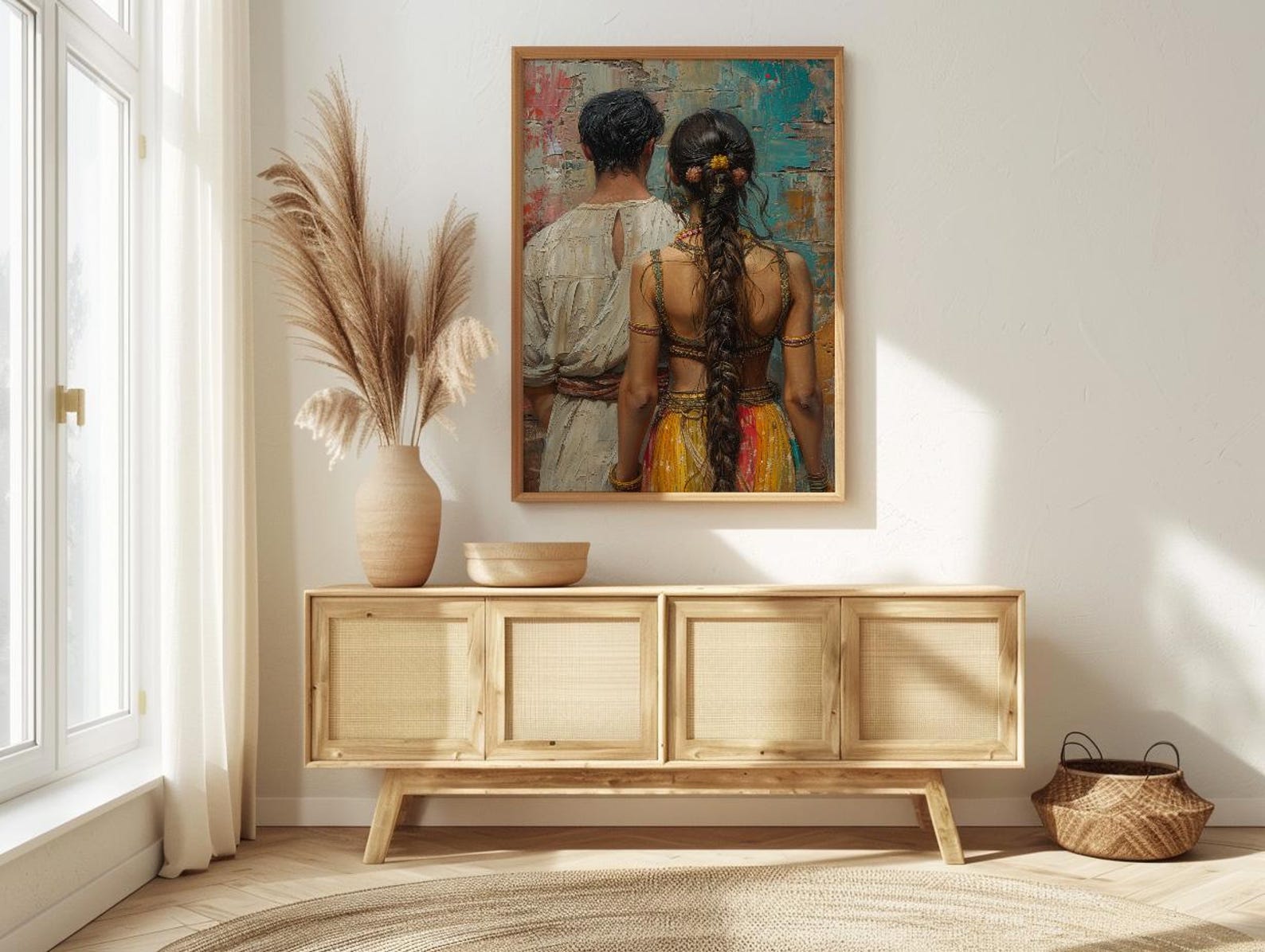 Indian Artisan Art Print, Father And Daughter Decor - Vibrant Culture Poster — view 4