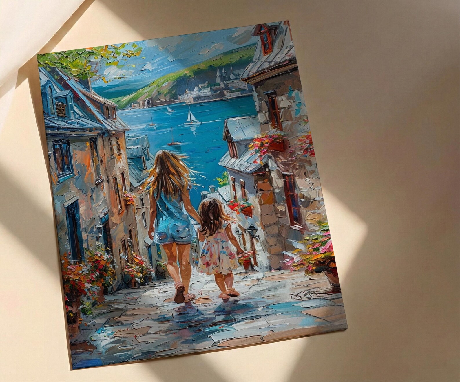 Quebec City Art Print, Petit Champlain Wall Decor, Mothers Day Gift From Daughter, Mother Daughter Poster, Shipped Wall Art — view 2