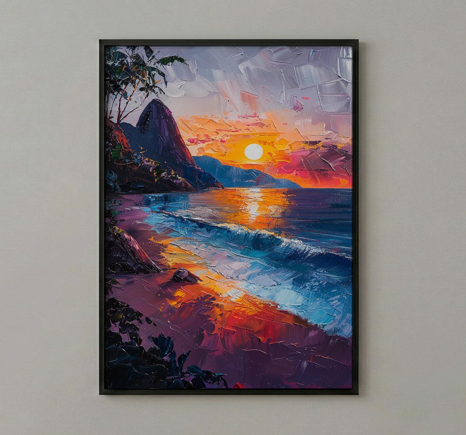 Rio Sugarloaf Mountain Poster, Brazil City Nature Decor - Vibrant Orange Sunset Sky — view 2