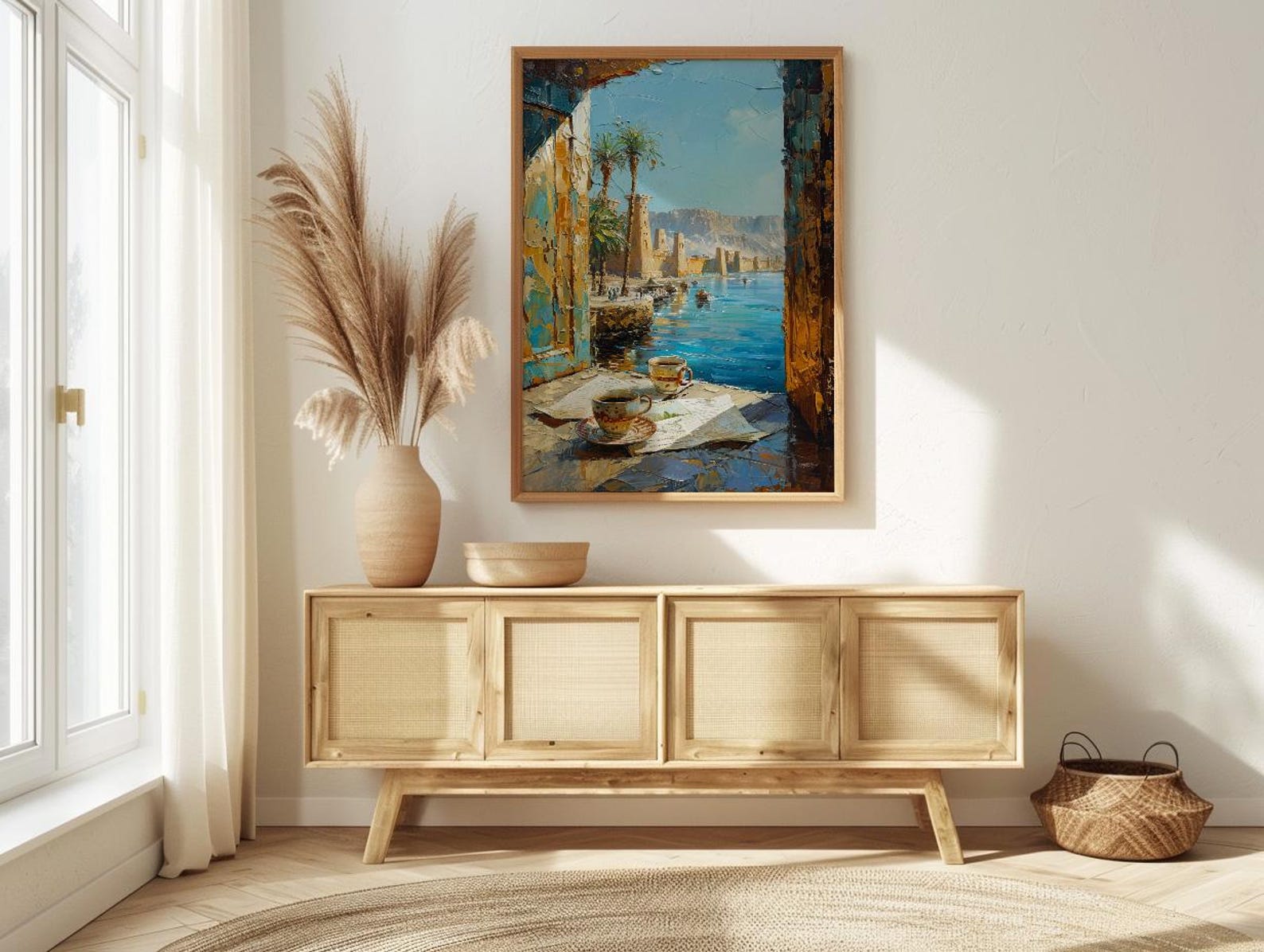 Egypt Nile River Poster, Ancient Temple Art Print, History Lover Wall Art, Open Window View, River Landscape — view 3