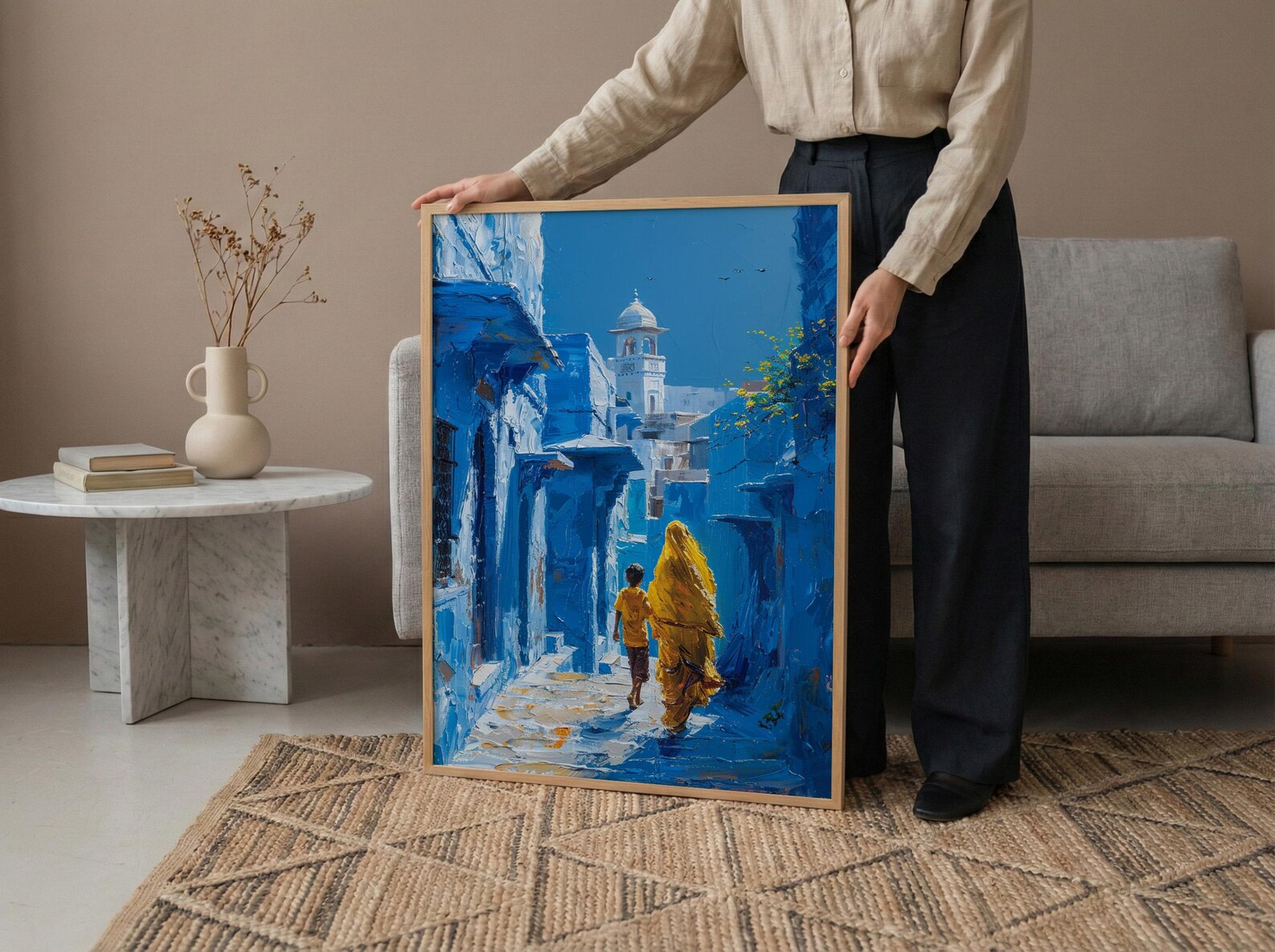 Jodhpur India Print, Blue City Wall Art, Mothers Day Gift From Son, Mom And Son Poster, Museum Quality Decor — view 6