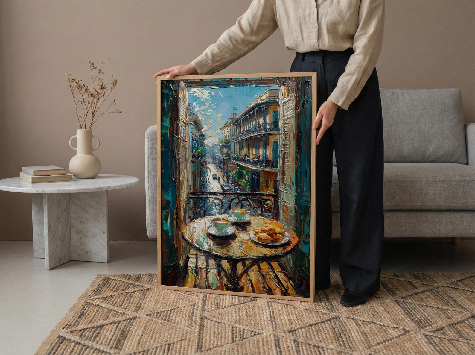 New Orleans Wall Art, Open Window View, French Quarter Balcony Print, Jazz Decor, Cafe Du Monde Vibe — view 6