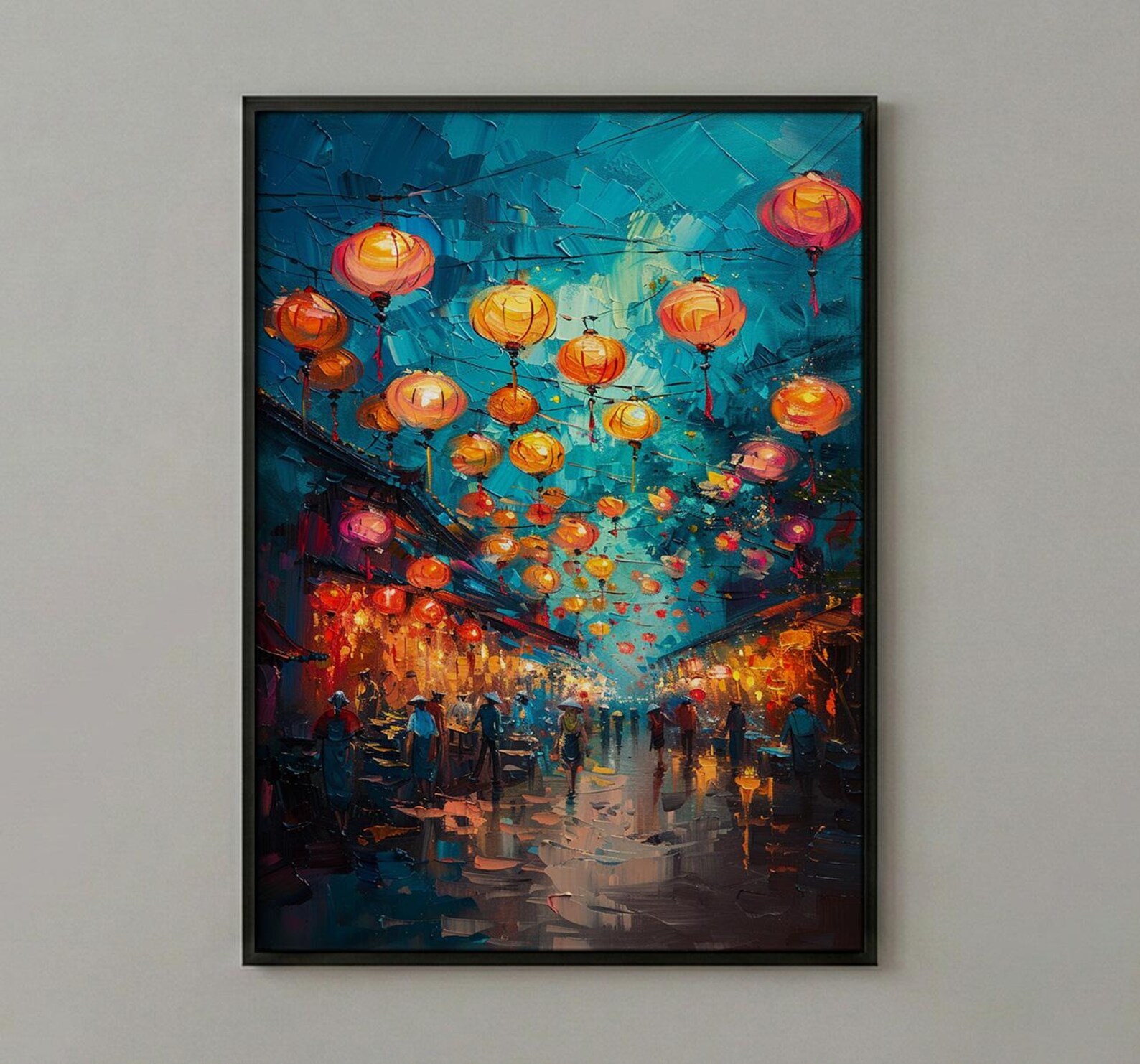 Hoi An Lantern Poster, Night Market Decor - Vietnam Street Art