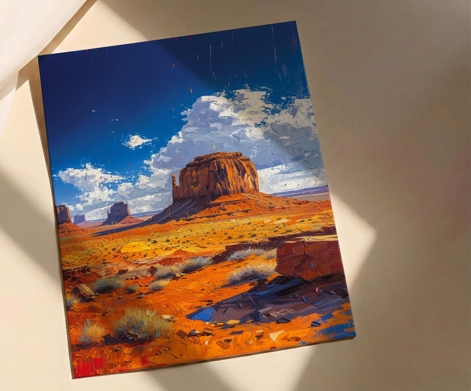 Monument Valley Wall Art, Western Desert Red Rock Decor - Bright Blue Summer Sky — view 3