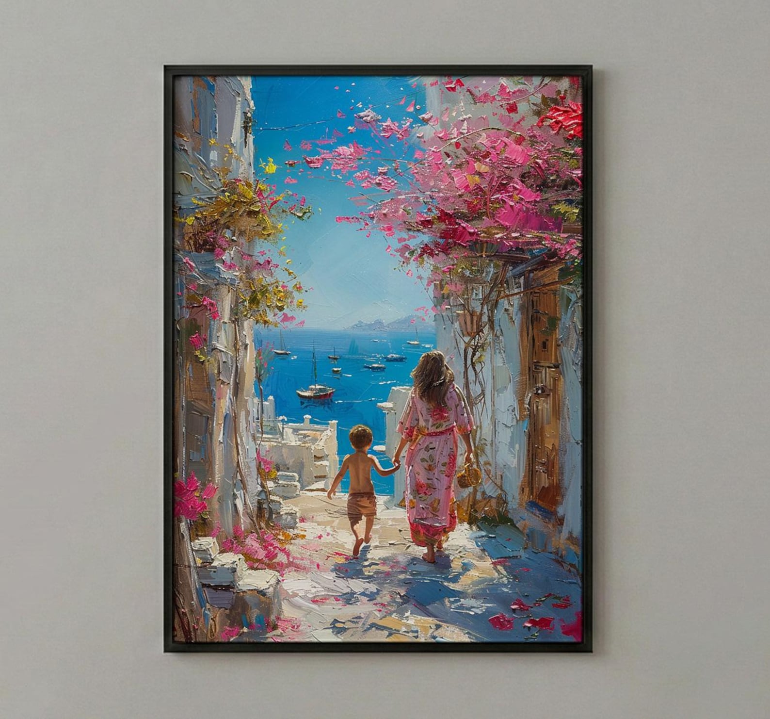 Muscat Oman Art Print, Muttrah Corniche Decor, Mothers Day Gift From Son, Mom And Son Poster, Museum Quality Decor — view 3