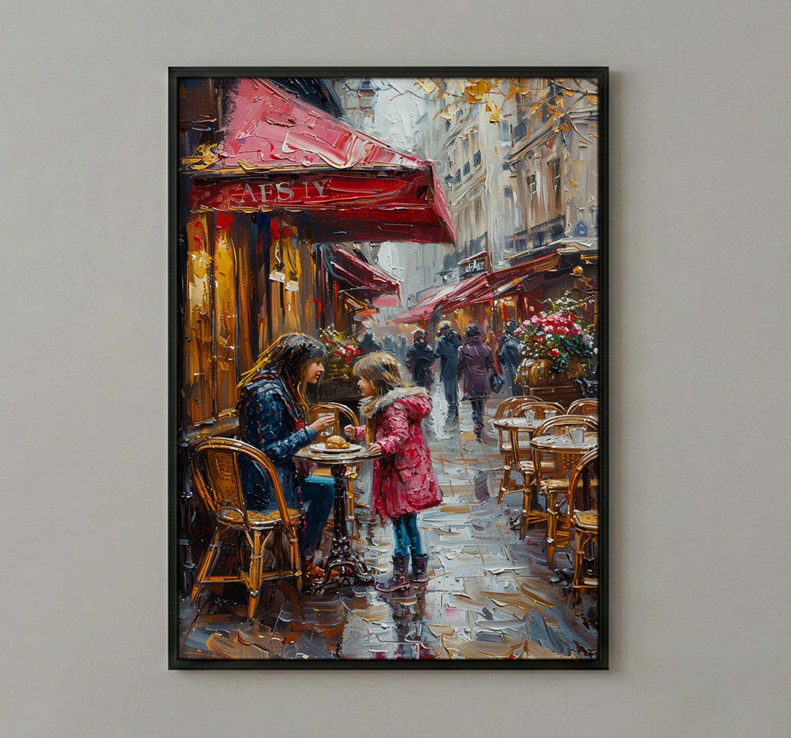 Paris Cafe Art Print, Mom Daughter Decor - Mother's Day Gift — view 2