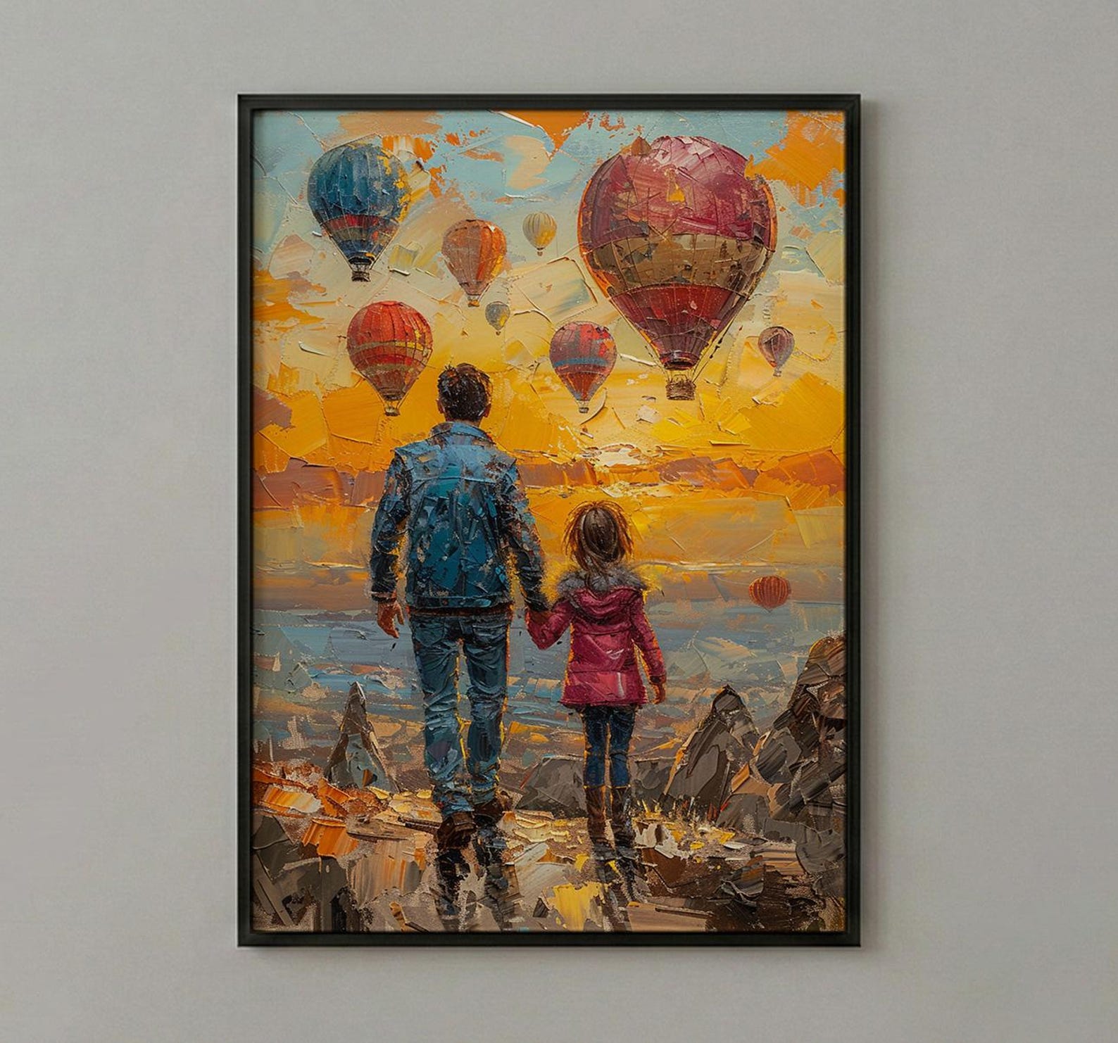 Cappadocia Poster, Father And Child Sunrise Art - Magical Travel Decor — view 3