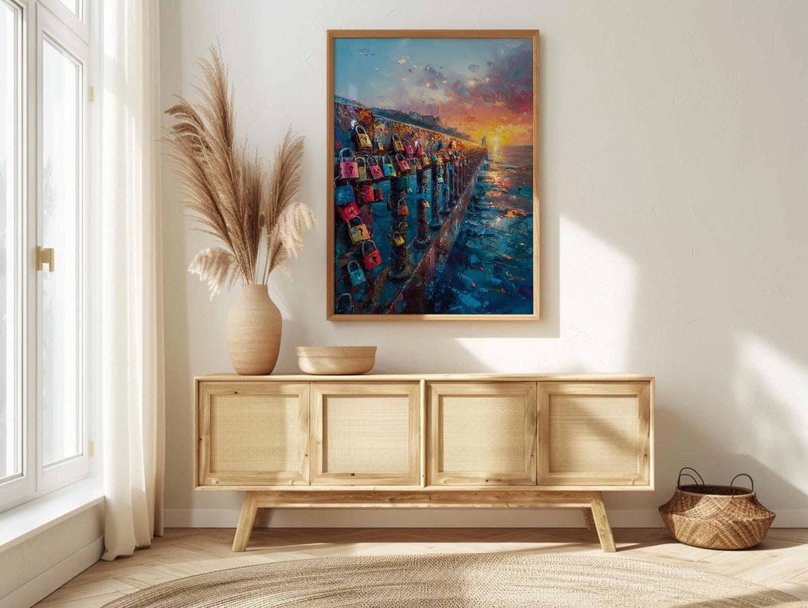 Love Padlocks Art Print, Romantic Bridge Decor - Master Bedroom Art — view 4