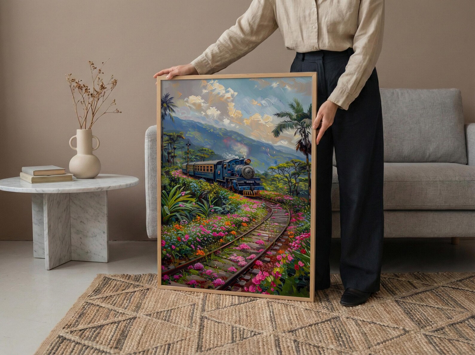 Sri Lanka Blue Train Art Print, Tea Plantation Spring - Housewarming Gift — view 6