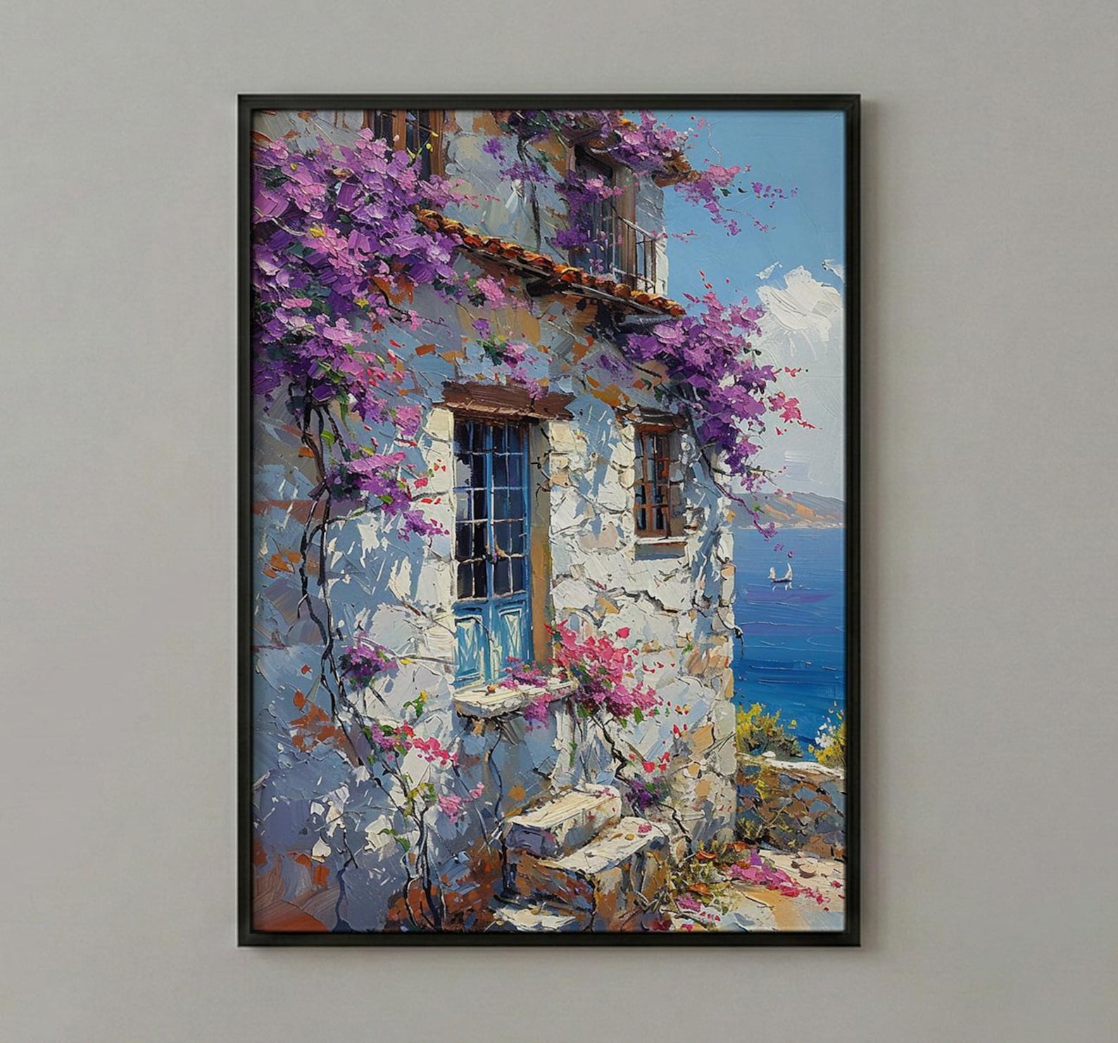 Alacati Spring Poster, Turkey Travel Wall Decor - Tropical Blue Door — view 2