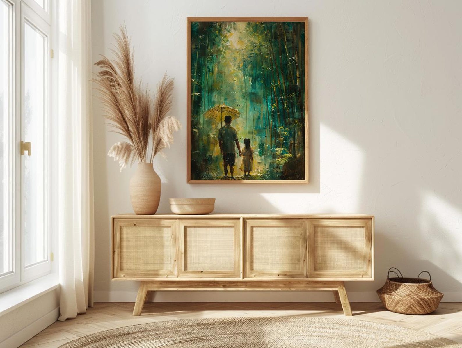 Bamboo Forest Art Print, Father And Daughter Poster - Serene Nature Decor — view 4