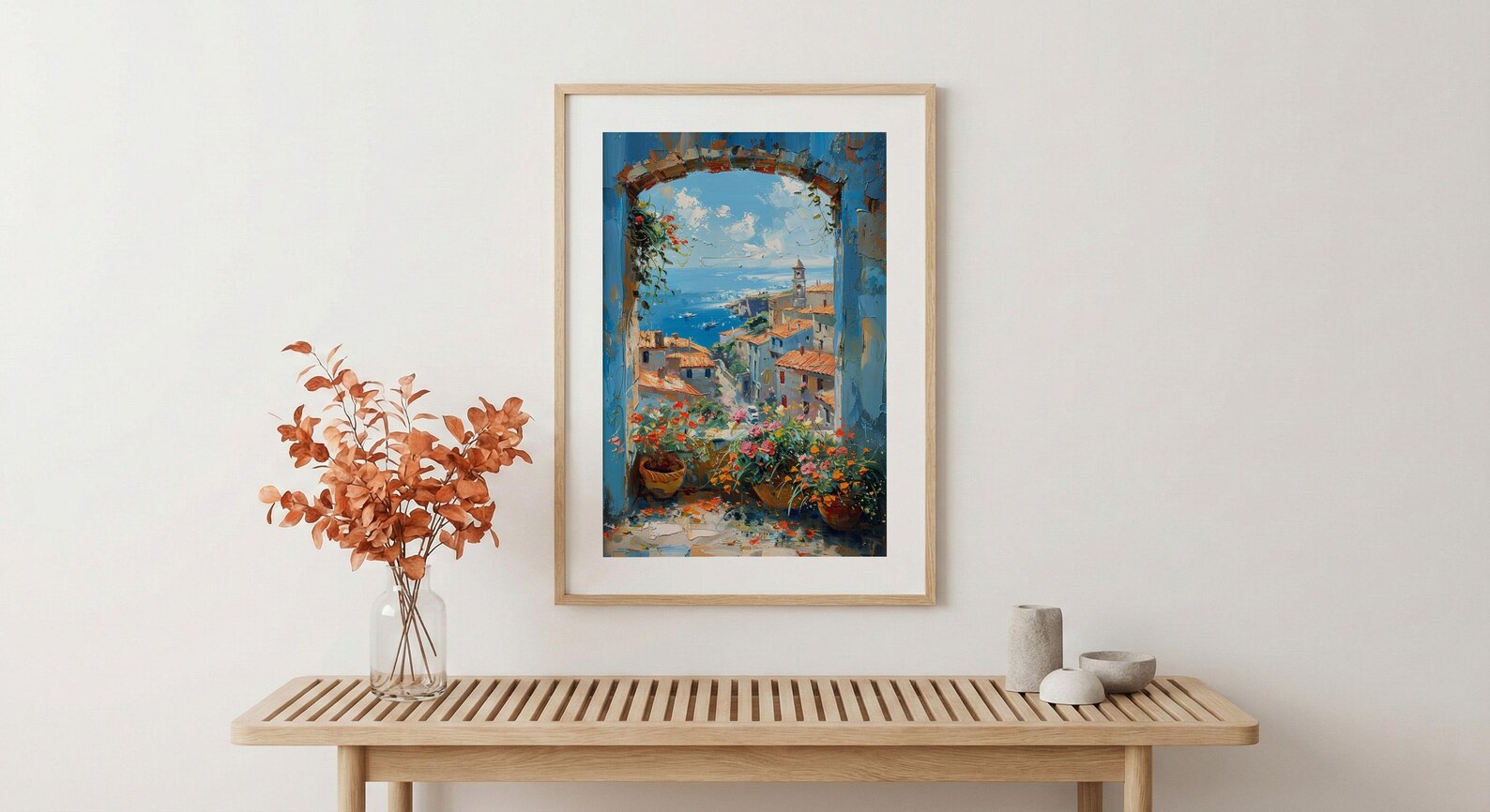 Chefchaouen Window Art Print, Blue City Decor - Woven Basket Landscape — view 6