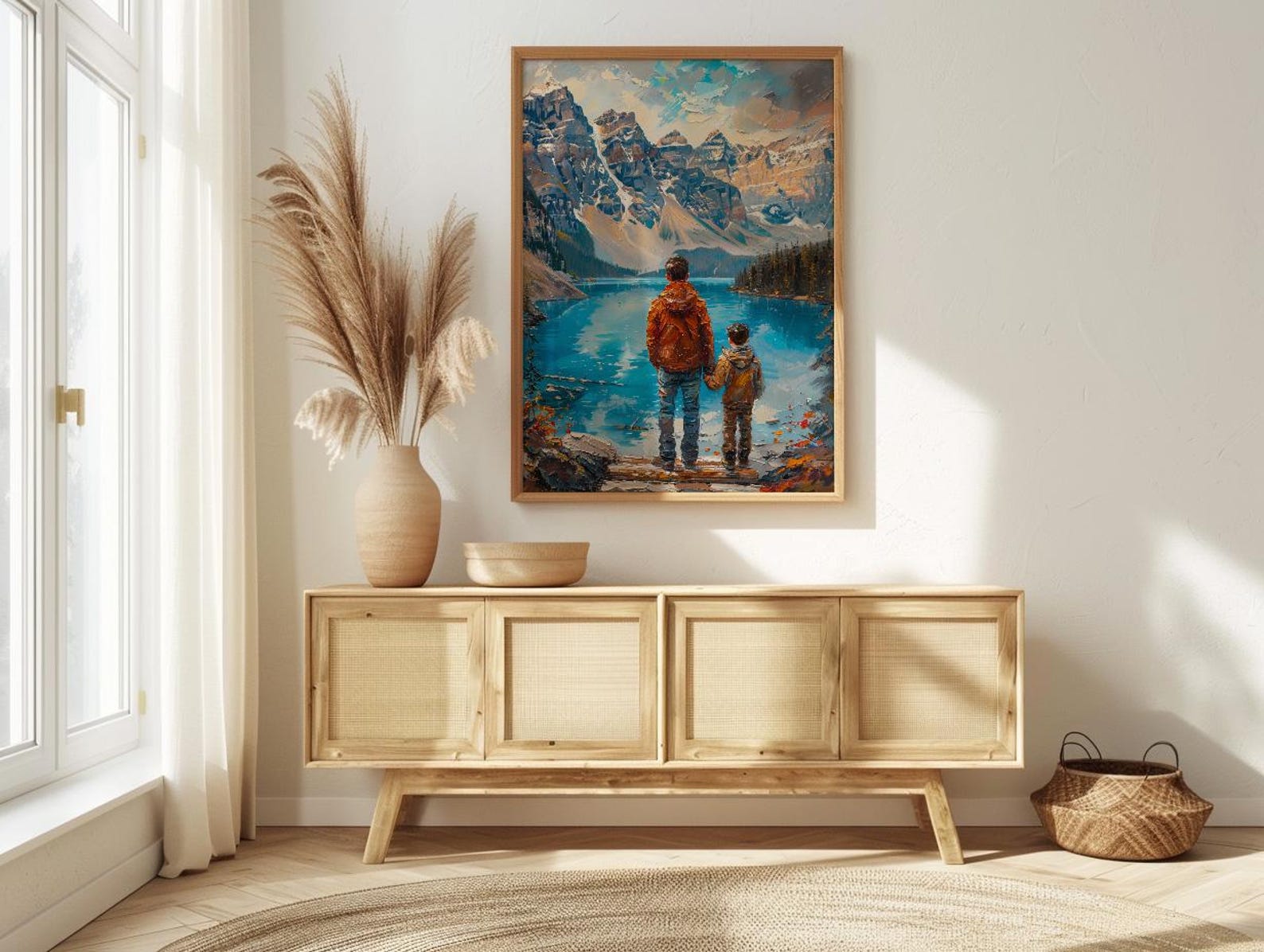 Moraine Lake Poster, Banff National Park Decor - Father And Son Landscape Art — view 4