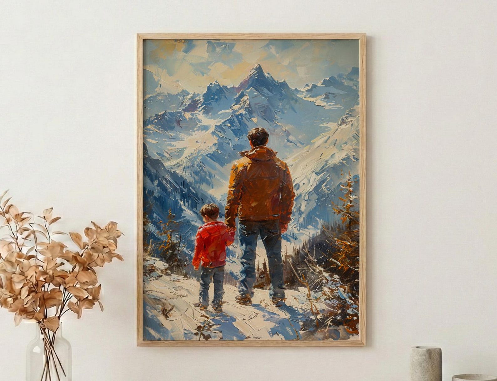 Swiss Alps Art Print, Father And Son Landscape Poster - Fathers Day Gift — view 3