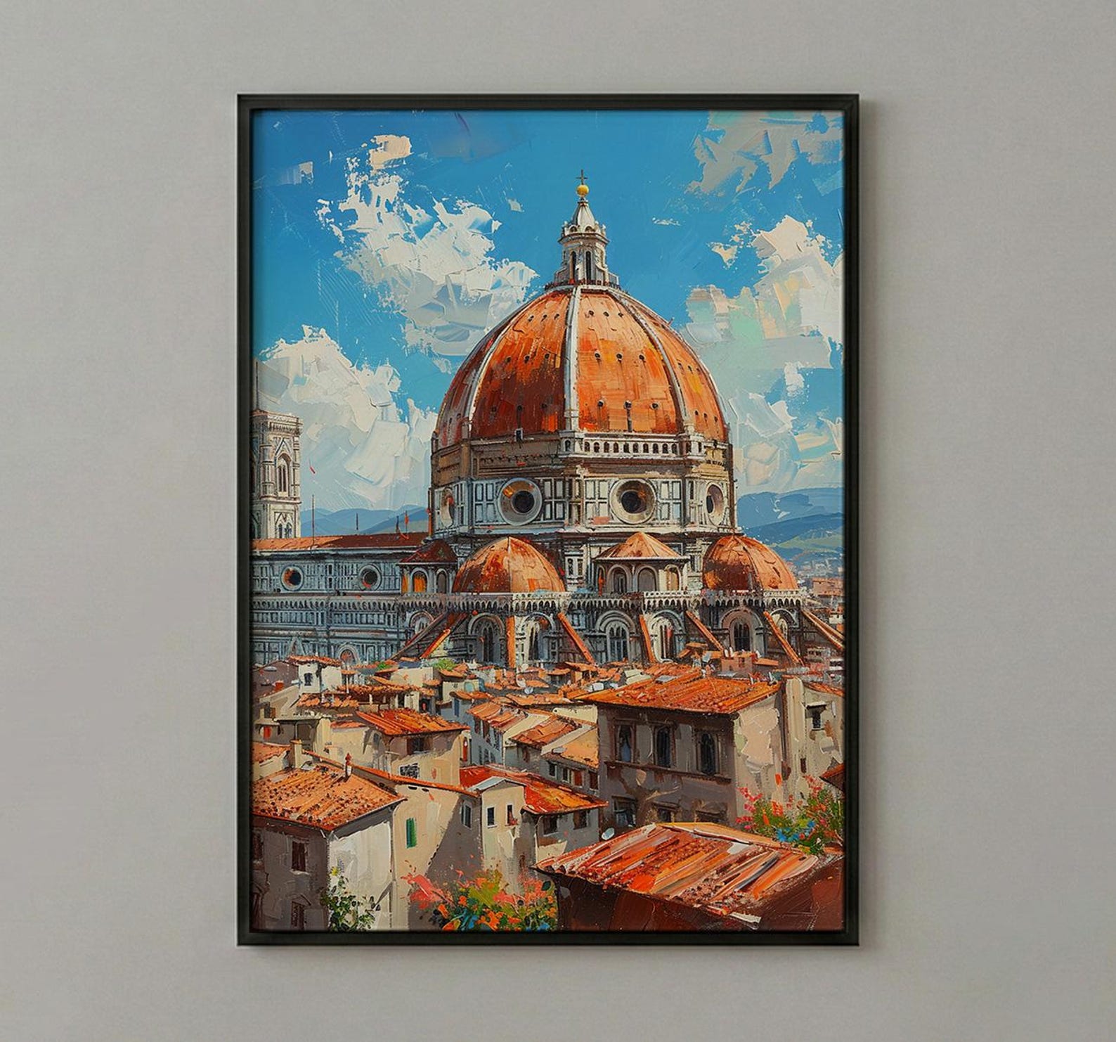 Florence Duomo Poster, Italy City Decor - Terracotta Dome Art — view 3