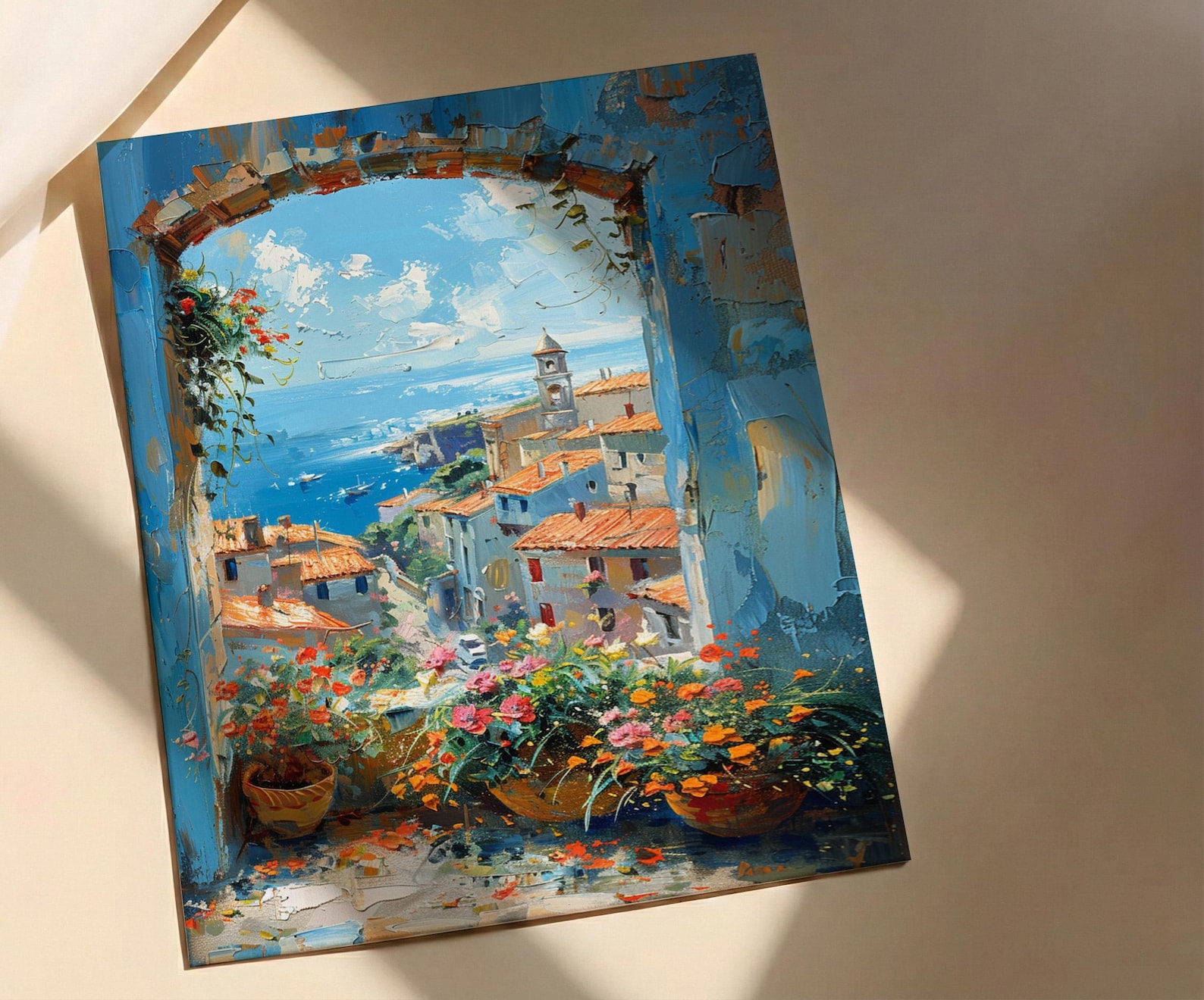 Chefchaouen Window Art Print, Blue City Decor - Woven Basket Landscape — view 5
