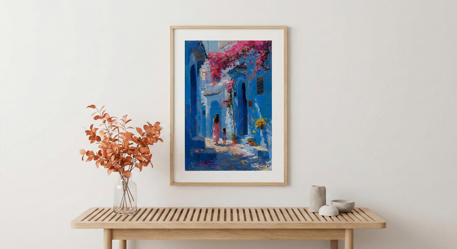 Chefchaouen Morocco Art Print, Mothers Day Gift From Daughter, Blue City Wall Art, Mother Daughter Poster, African Decor — view 5