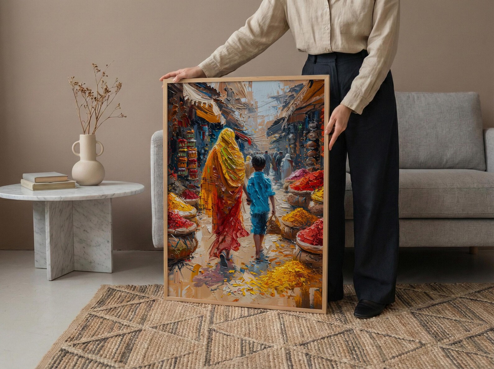 Old Delhi Print, Spice Market Wall Art, Mothers Day Gift From Son, Museum Quality Decor, Mom And Son Poster — view 6