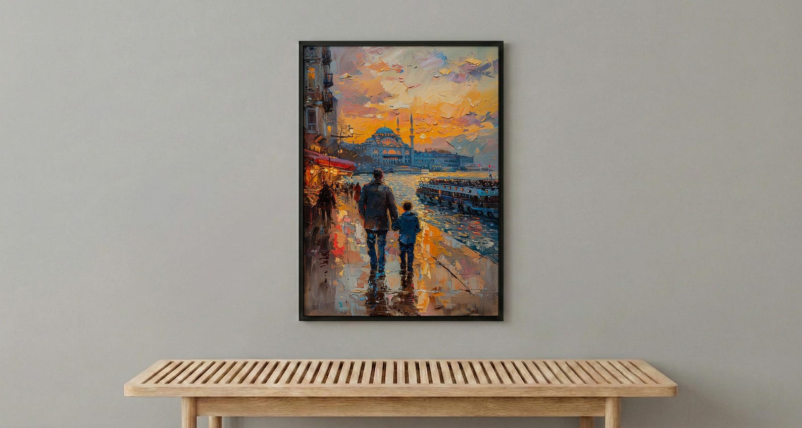 Istanbul Poster, Father And Son Night Art - Cityscape Wall Decor — view 6