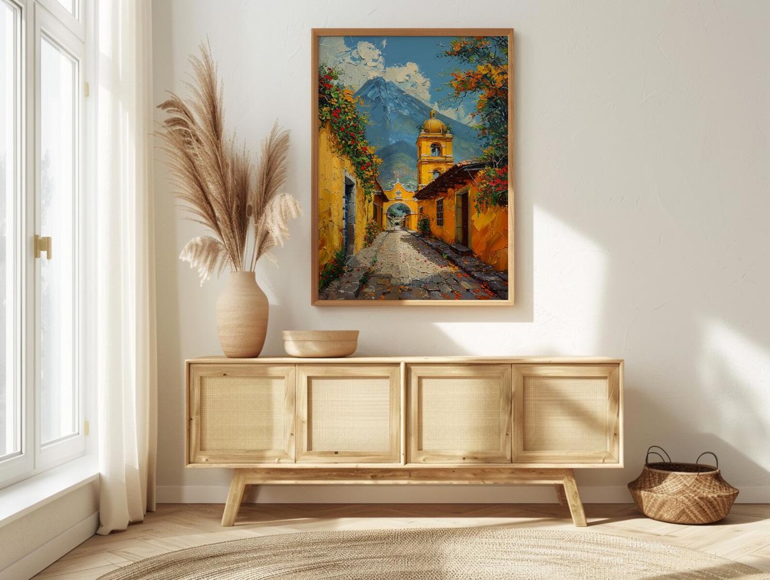 Antigua Spring Poster, Yellow Arch Decor - Volcano Landscape — view 4