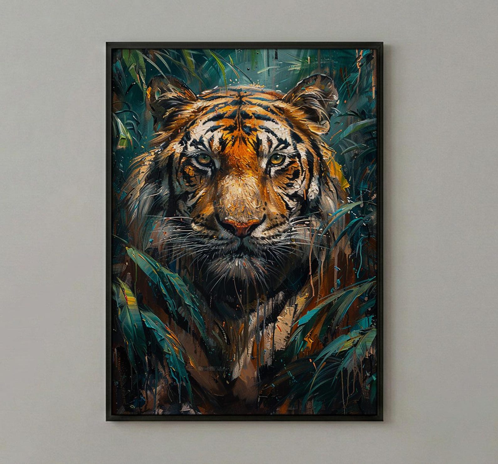 Bengal Tiger Art Print, Lush Jungle Decor - Indian Wildlife Poster — view 3