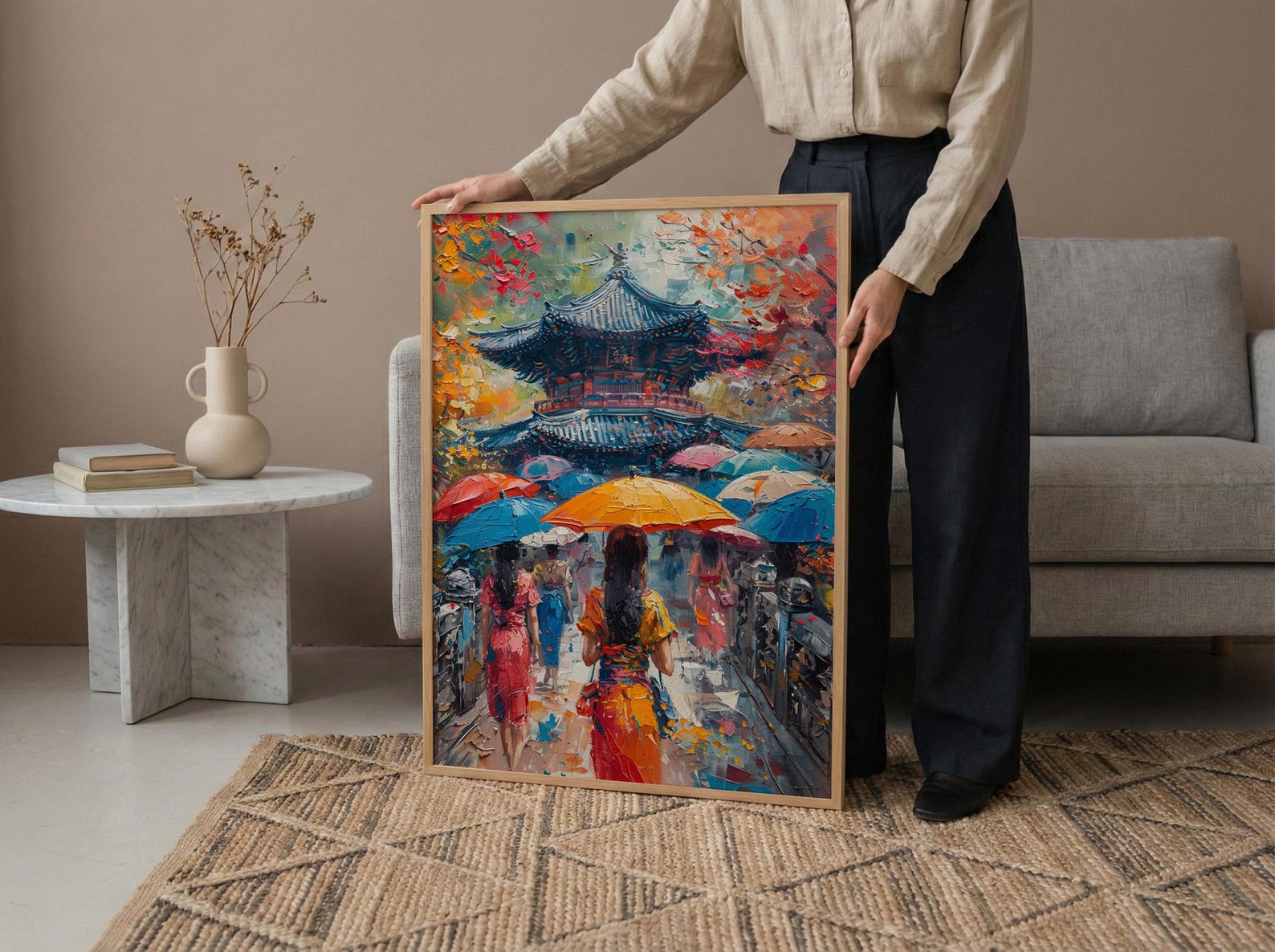 Korean Hanbok Print, Palace Garden Decor - Seoul Summer Art — view 6
