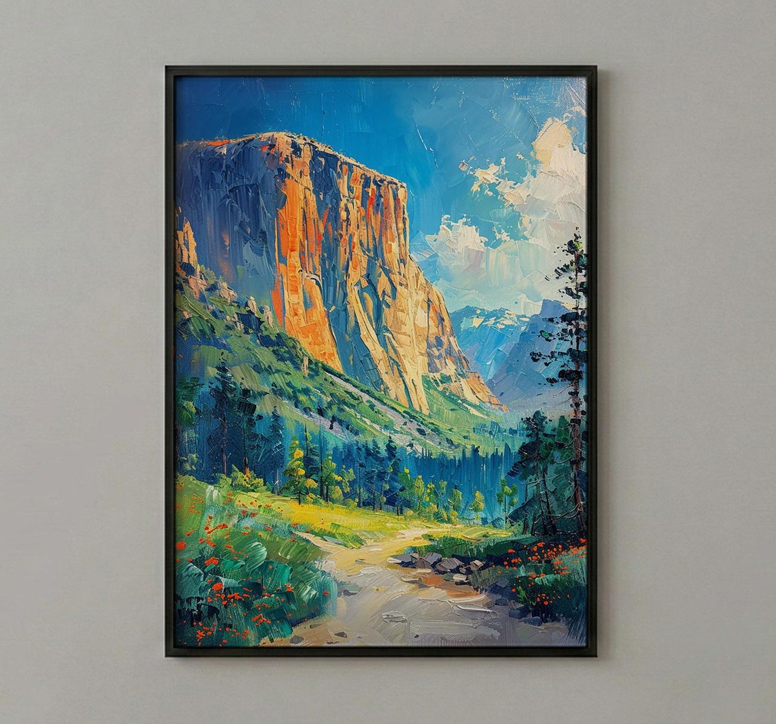 Yosemite National Park Art Print, Majestic El Capitan Nature Decor - Green Summer Valley — view 2