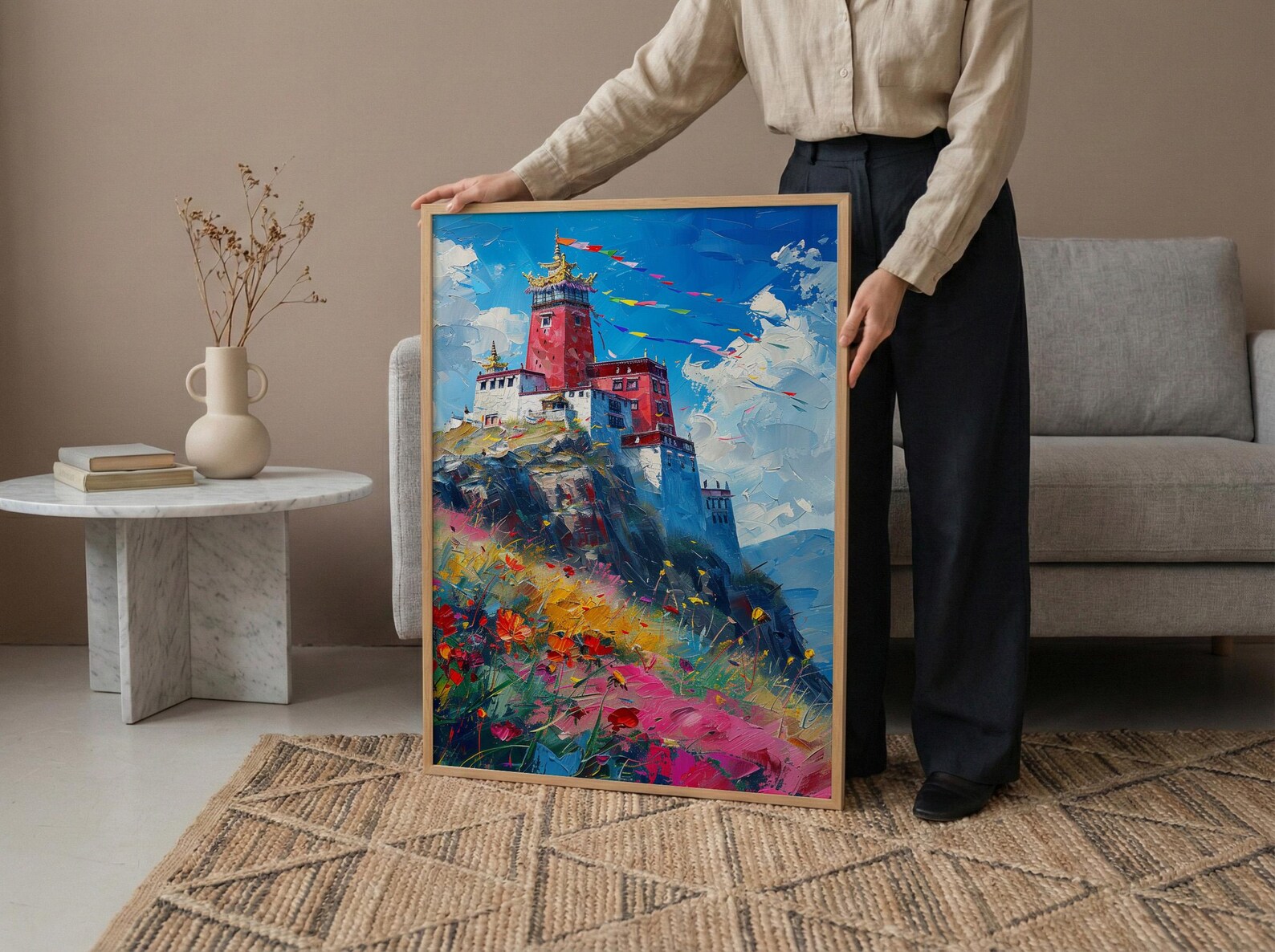 Potala Palace Art, Tibet Mountain Decor - Colorful Flag Print — view 6