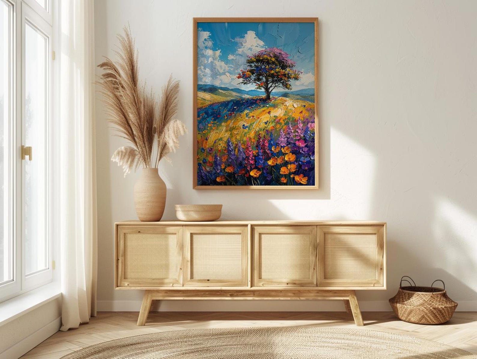 Hobbiton Rolling Hill Art Print, New Zealand Home Decor - Bright Blue Sky Summer Paradise — view 5