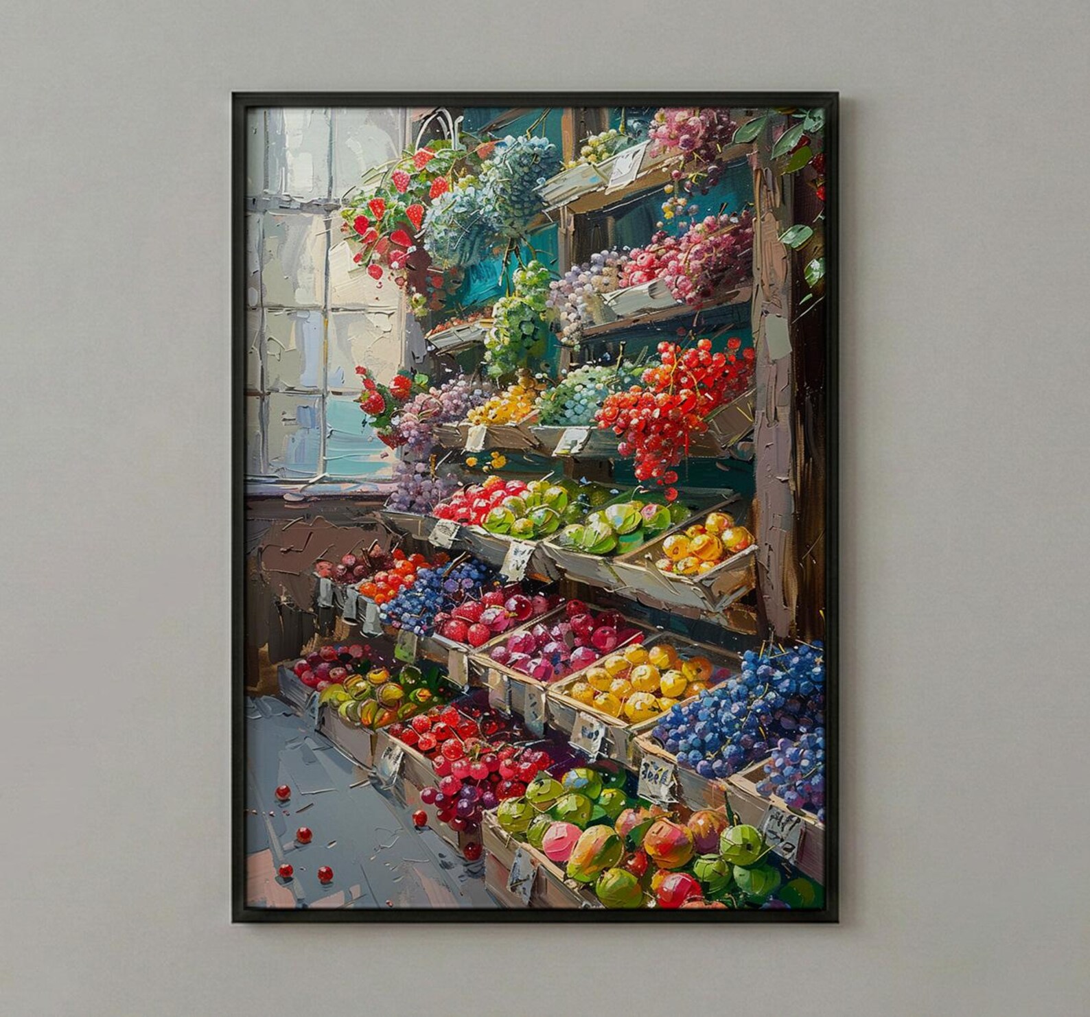 Adelaide Food Market Wall Art, Summer Fruit Home Decor - Historic City Morning Town Landscape — view 2