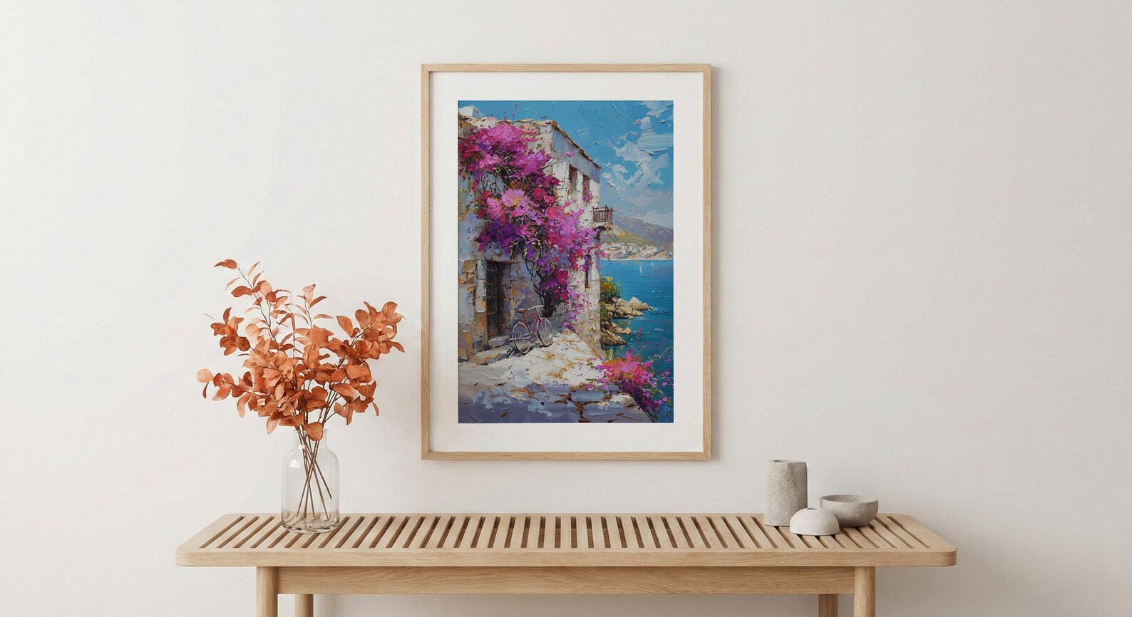 Byblos Coastal Poster, Ancient Harbor Decor - Purple Floral Art — view 5