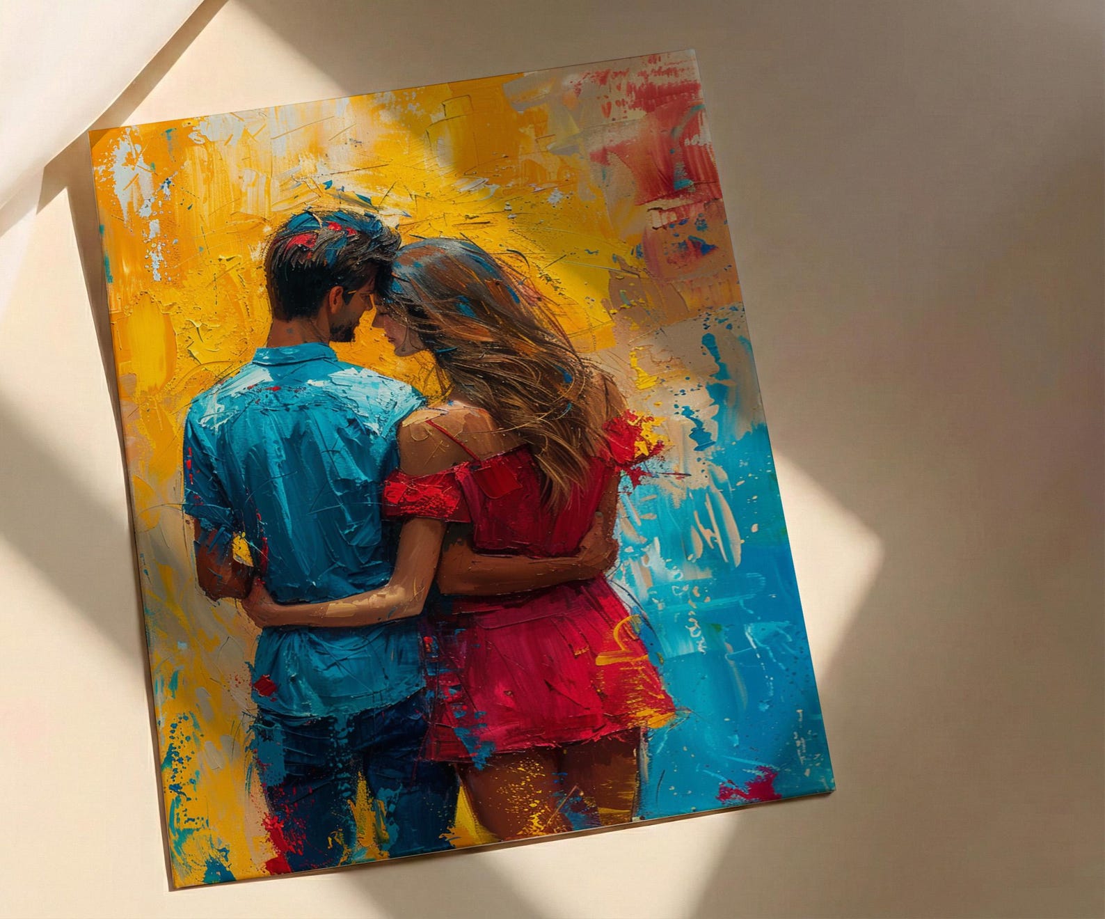 Holi Festival Poster, India Art Print, Colorful Couple Wall Art, Vibrant Powder Painting, Energetic Decor — view 2