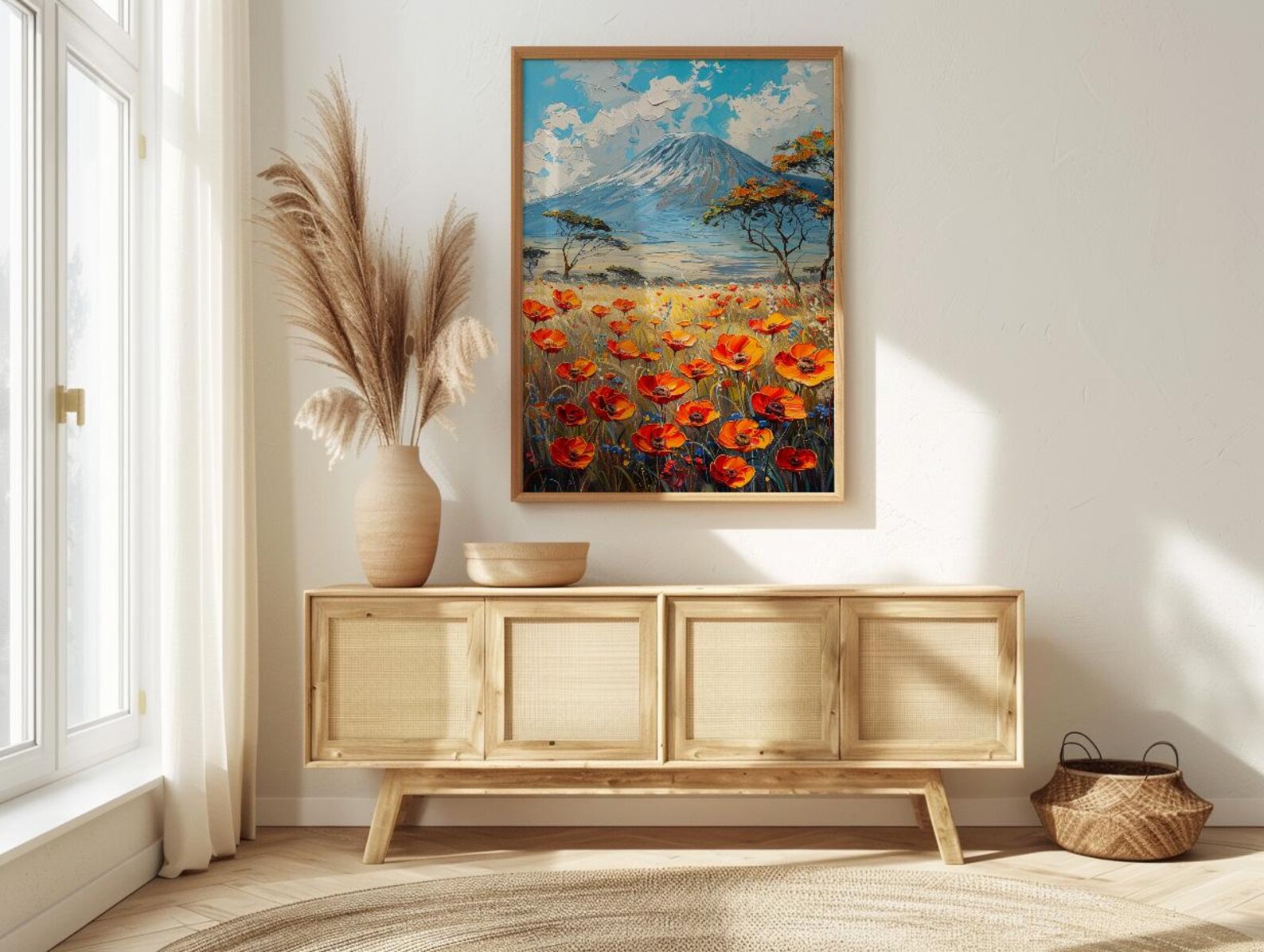 Kilimanjaro Wall Art, Blooming Savanna Decor - Majestic Mountain Print — view 2