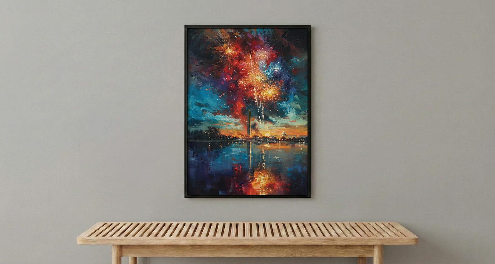 Washington Monument Poster, 4th of July Fireworks Decor - Patriotic City Art — view 5