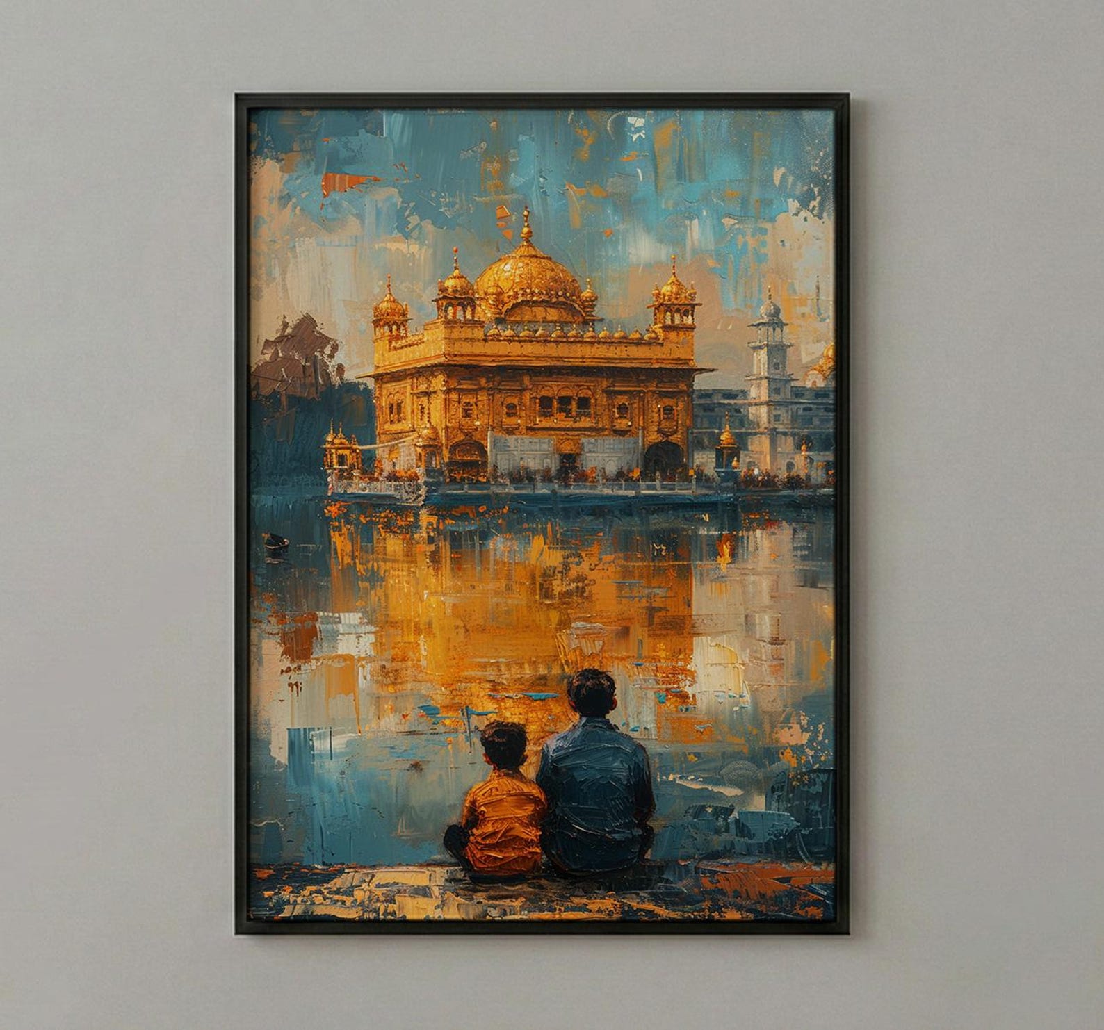 Golden Temple Poster, Father And Grandson Wall Decor - Historic Landmark Art — view 2