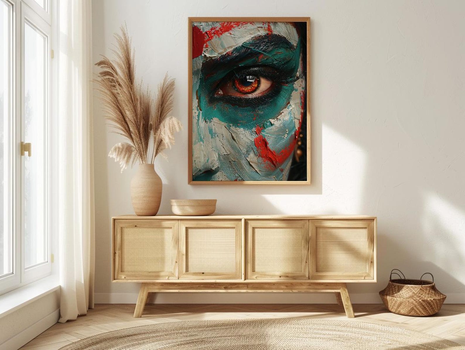 Kathakali Art, Kerala Dance Print, Expressive Face, Impasto Oil Painting, Cultural Wall Decor, Dramatic Art, Best Friend Gift — view 3