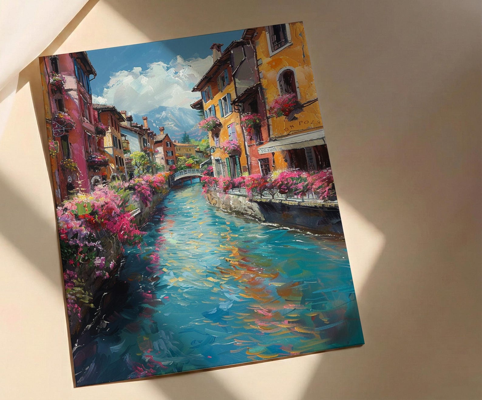 Annecy France Poster, Turquoise Canal Decor - Medieval House Art — view 3