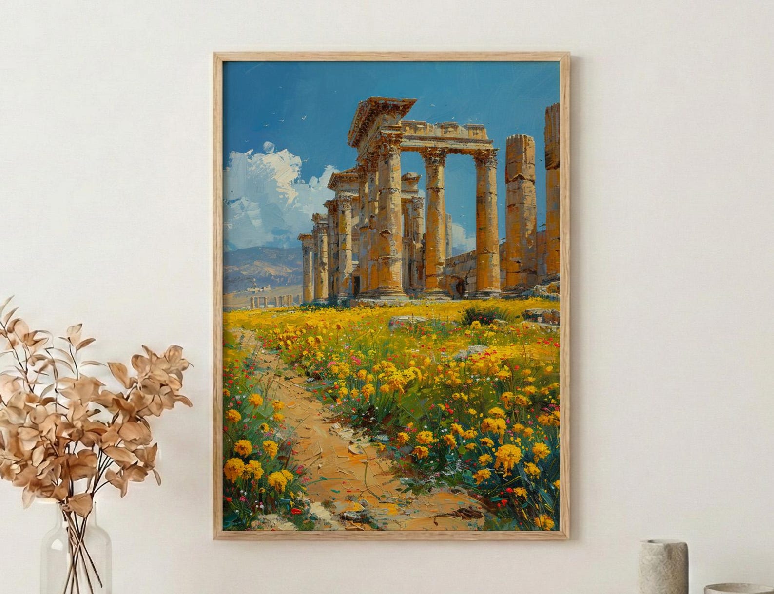 Jerash Wall Art, Ancient Ruins Wall Decor - Yellow Mustard Print