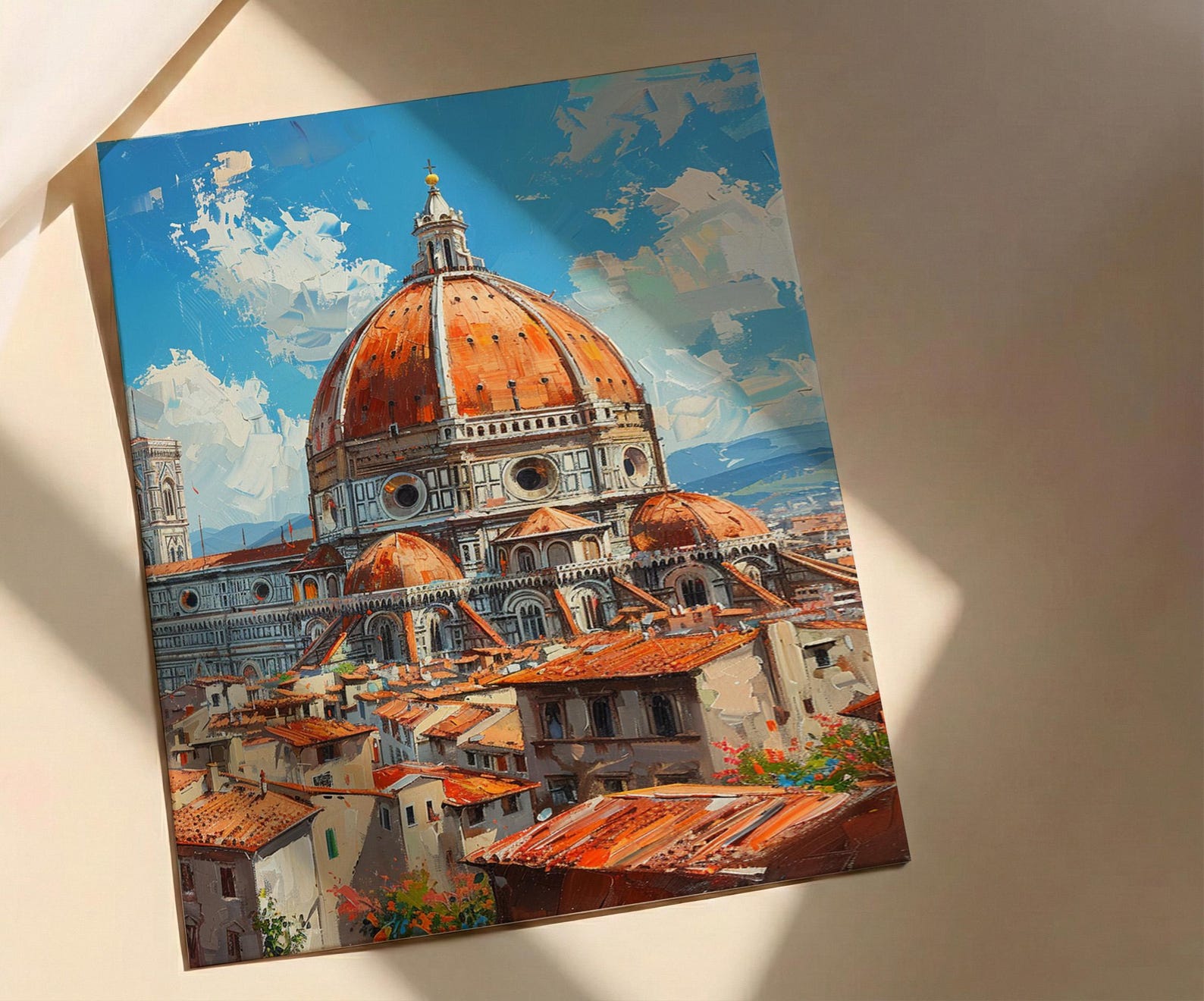 Florence Duomo Poster, Italy City Decor - Terracotta Dome Art — view 2