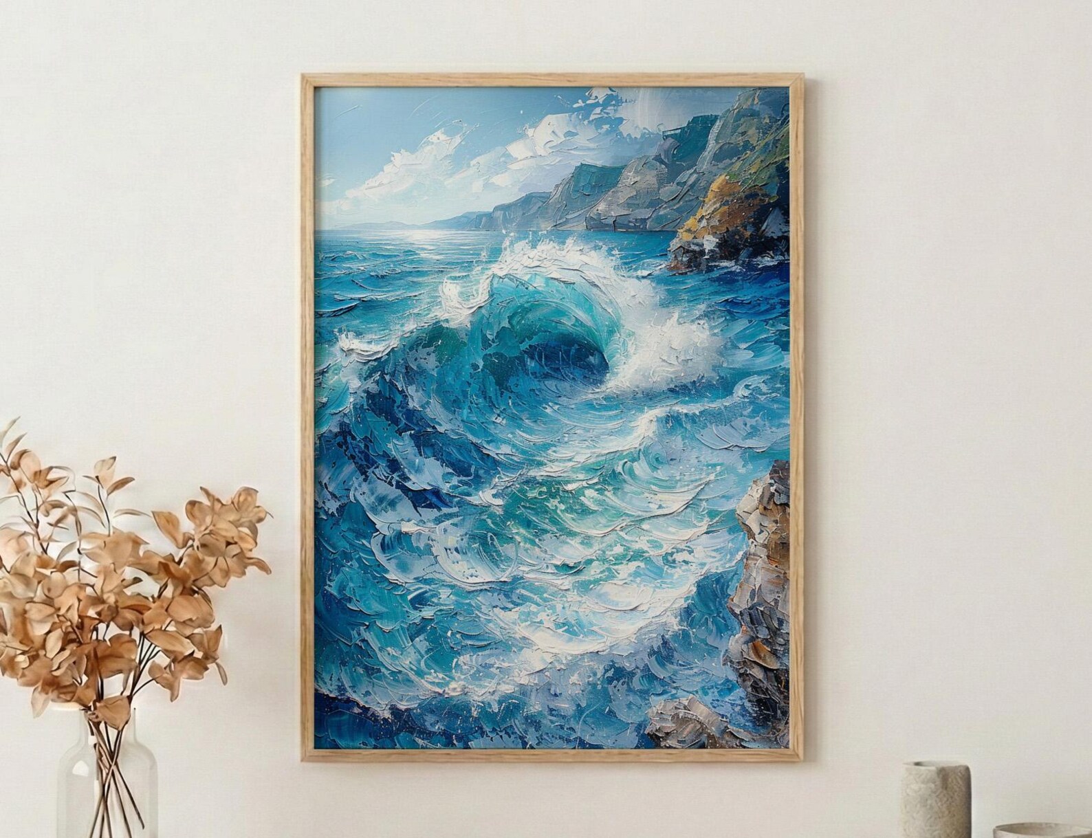 Cape Town Coast Wall Art, Crashing Wave Decor - Rocky Ocean Landscape
