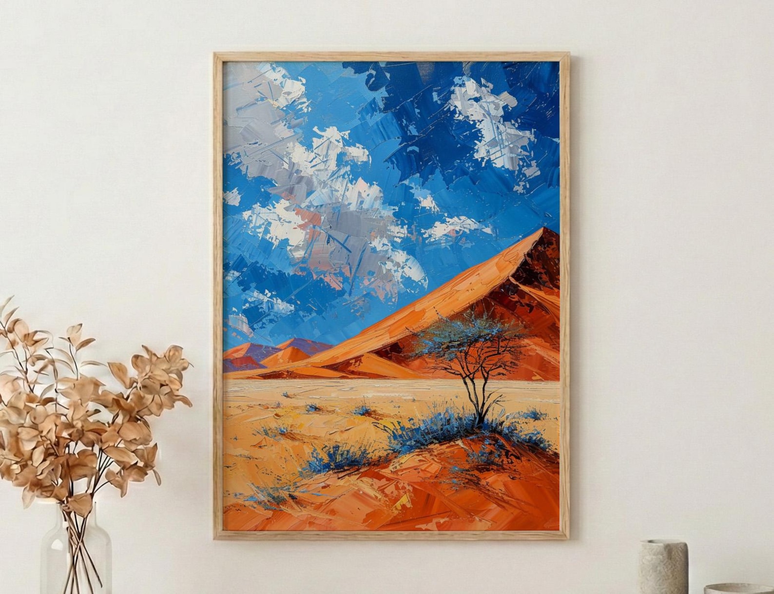 Namib Desert Poster, Red Sand Dune Wall Decor - Blue Sky Landscape