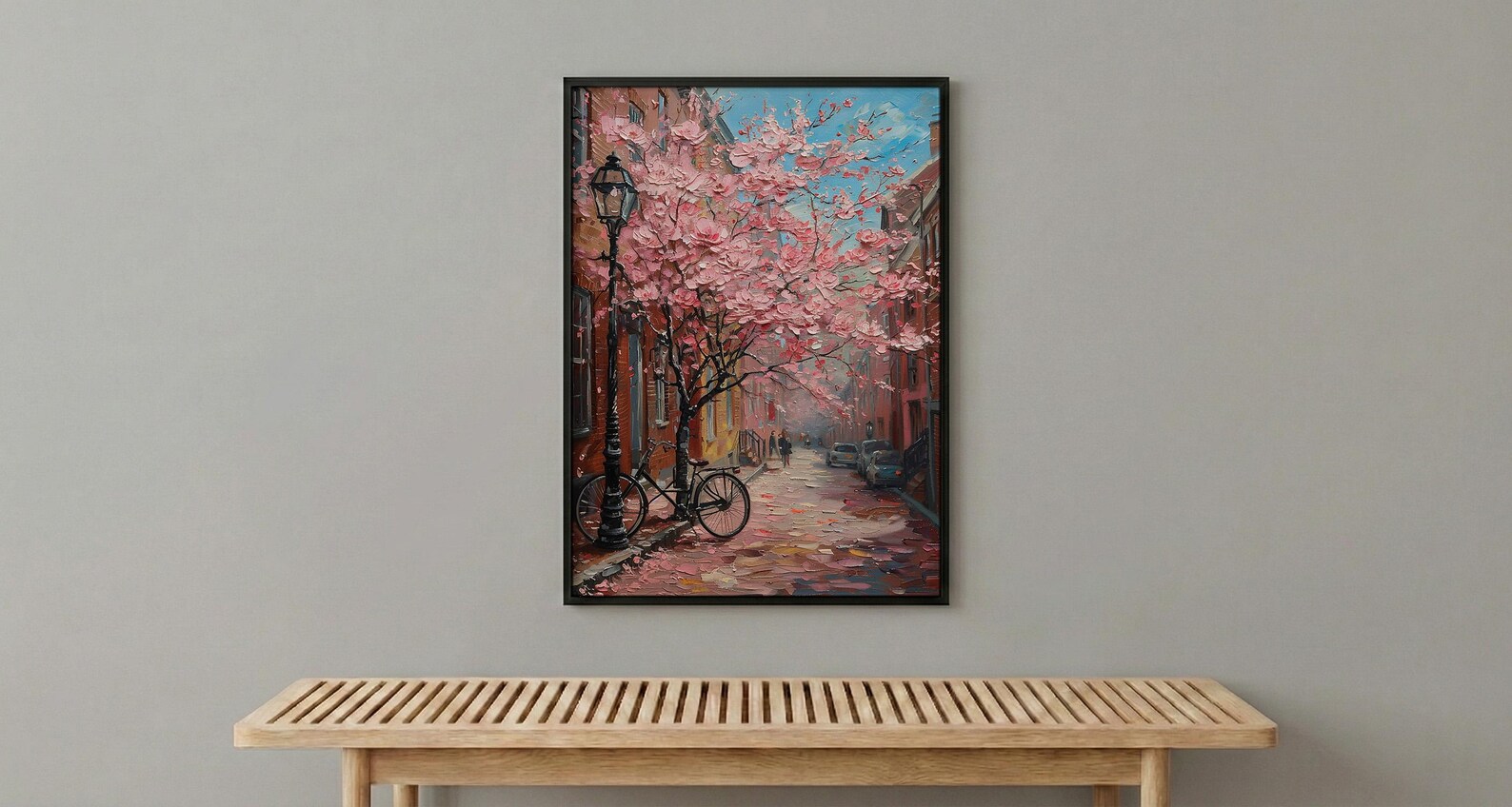 Boston Beacon Hill Art Print, Pink Magnolia Decor - Spring Poster — view 6