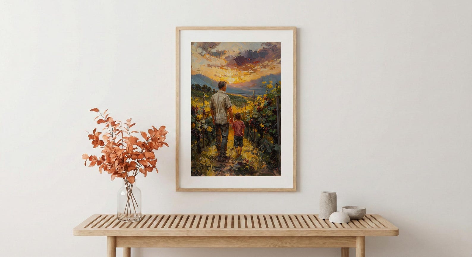 Vineyard Landscape Wall Art, Father And Child Print - Dad Birthday Gift — view 5