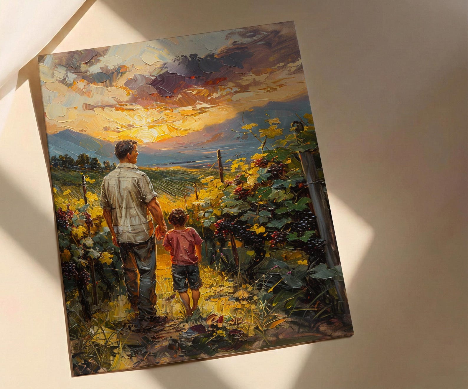 Vineyard Landscape Wall Art, Father And Child Print - Dad Birthday Gift — view 2